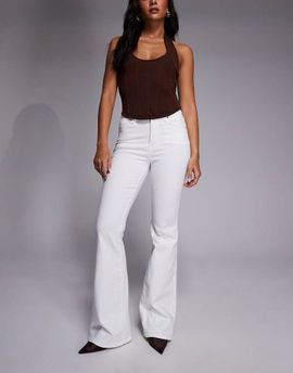 Good American Good American high rise good legs flare jeans in white