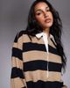 Good American Good American jersey polo mini dress in mineral and black rugby stripe - 3