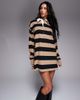 Good American Good American jersey polo mini dress in mineral and black rugby stripe - 4
