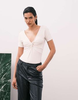 Good American Good American jersey twist front bodysuit in white