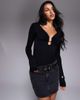 Good American Good American jersey u-wire long sleeve top in black - 1