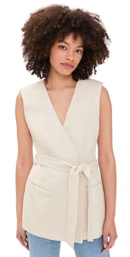 Good American Good American Linen Blend Sleeveless Belted Vest Oat