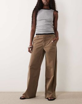 Good American Good American low rise baggy pants in washed brown