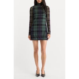 Good American Good American Mesh Plaid Minidress