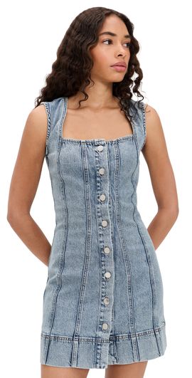 Good American Good American Mini Button Front Dress Indigo1104
