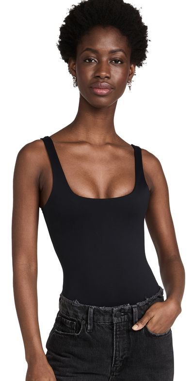 Good American Good American Modern Tank Scuba Thong Bodysuit Black001