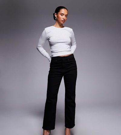 Good American Good American Petite never fades straight leg jeans in black