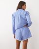 Good American Good American poplin lace trimmed boxer shorts in blue and white stripes -set - 3