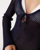Good American Good American scoop neck tie front crochet mini beach dress in navy - 3