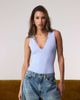 Good American Good American sculpting deep v tank bodysuit in sky mist-Blue - 1