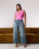 Good American Good American sculpting halter v neck bodysuit in berry sorbet-pink - 2