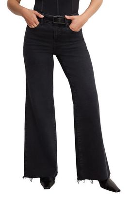 Good American Good American Soft-Tech Good Petite Raw Hem Wide Leg Palazzo Jeans