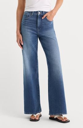 Good American Good American Soft-Tech Good Waist High Waist Wide Leg Palazzo Ankle Jeans