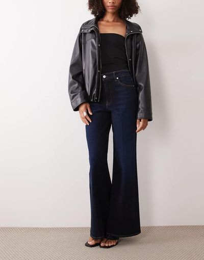 Good American Good American soft touch good waist palazzo ankle length jeans in indigo-Blue