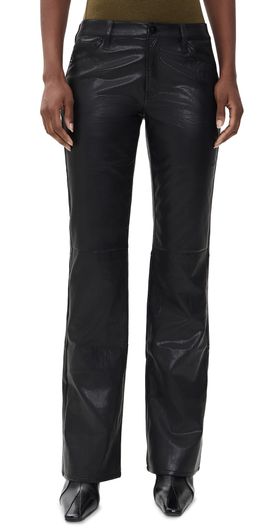 Good American Good American The Better Than Faux Leather Low Rise Boot Cut Pants Black001