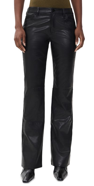 Good American Good American The Better Than Faux Leather Low Rise Boot Cut Pants Black001