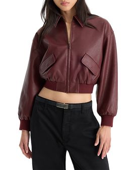 Good American Good American The Better Than Leather Cropped Bomber Jacket