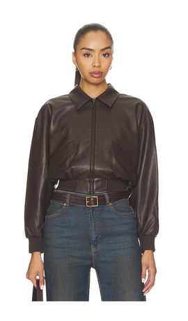 Good American Good American The Better Than Leather Cropped Jacket