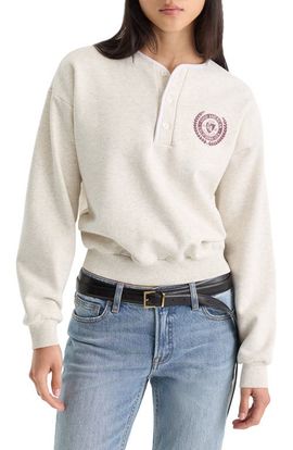 Good American Good American The Brushed Fleece Henley Sweatshirt