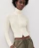 Good American Good American The Cable Zip Up Cardigan Chalk - 2