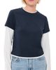 Good American Good American The Combo Layered Tee Navy With Chalk - 1