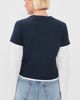 Good American Good American The Combo Layered Tee Navy With Chalk - 3
