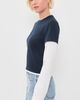 Good American Good American The Combo Layered Tee Navy With Chalk - 4