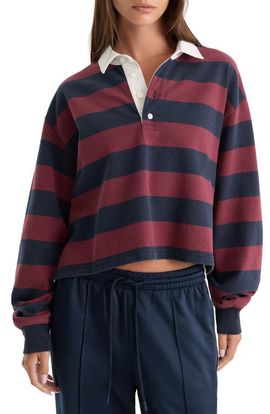 Good American Good American The Cropped Stripe Long Sleeve Rugby Shirt