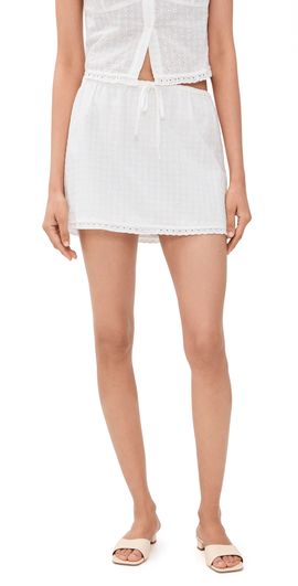 Good American Good American The Eyelet Skirt White001