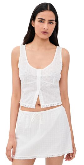 Good American Good American The Eyelet Top White001