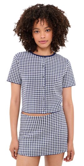 Good American Good American The Keepsake Cardigan Navy Gingham