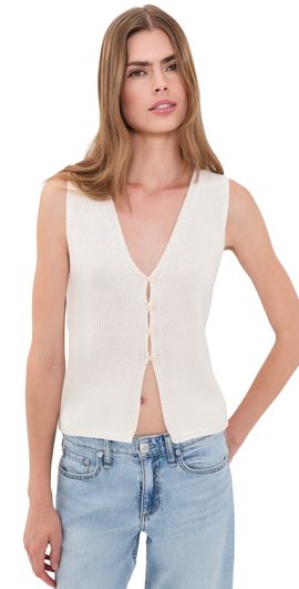 Good American Good American The Knit Cardigan Vest White001
