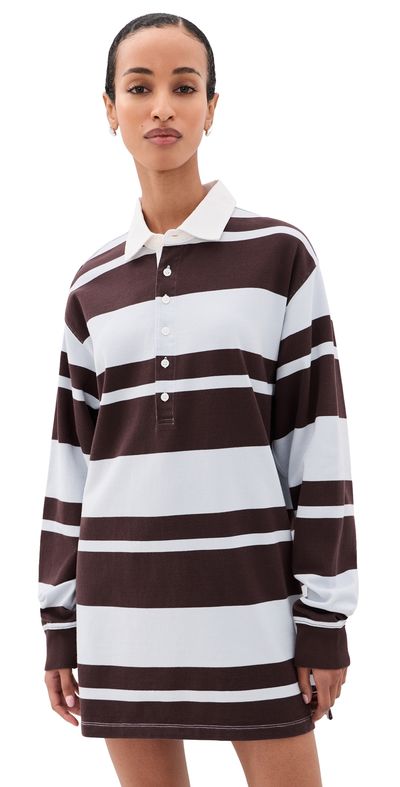 Good American Good American The Knit Rugby Mini Dress Sky Mocha Club Stripe