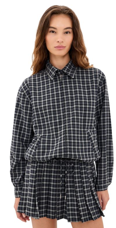 Good American Good American The Lightweight Bomber Charcoal Plaid