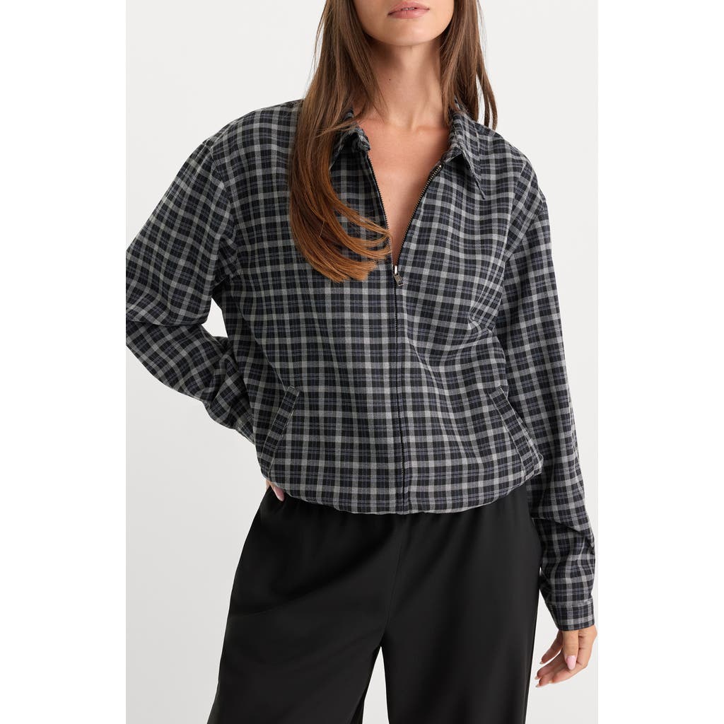 Good American Good American The Lightweight Plaid Bomber Jacket