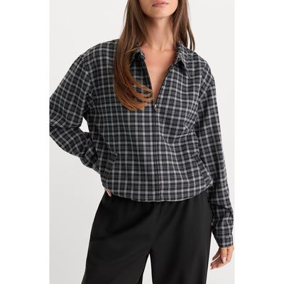 Good American Good American The Lightweight Plaid Bomber Jacket