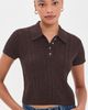 Good American Good American The Micro Cable Polo Pullover Espresso - 2