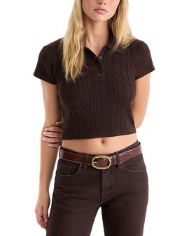 Good American Good American The Micro Cable Wool Polo Sweater