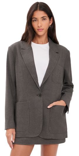 Good American Good American The Oversized Blazer CHARCOAL MINI HOUNDSTOOTH