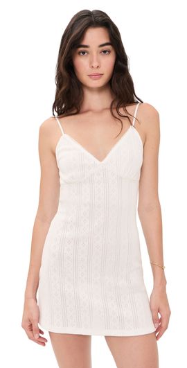 Good American Good American The Pointelle Mini Dress White001