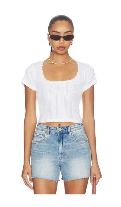 Good American Good American The Pointelle Square Neck Top
