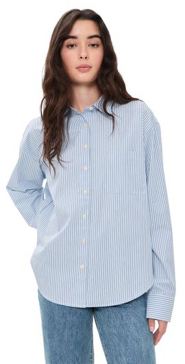 Good American Good American The Poplin Easy Shirt Summer Sky Stripe