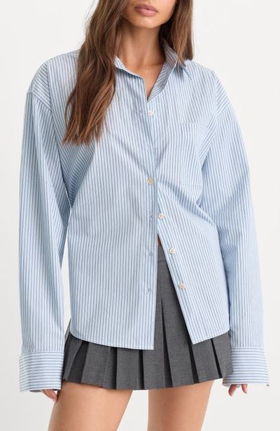 Good American Good American The Poplin Easy Striped Cotton Shirt