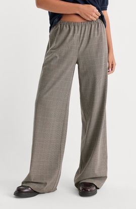 Good American Good American The Pull On Plaid Wide Leg Trousers