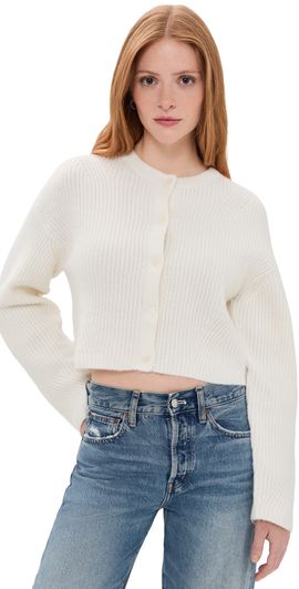 Good American Good American The Shrunken Cable Cardigan Chalk