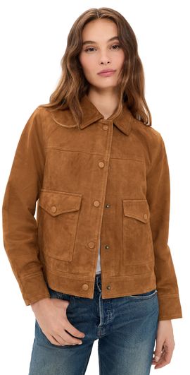 Good American Good American The Suede Boxy Jacket Cafe Clay