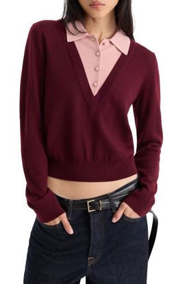 Good American Good American The Two-in-One Merino Wool V-Neck Sweater