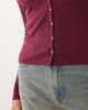 Good American Good American v-neck button down ribbed cardigan in burgundy-Red - 3