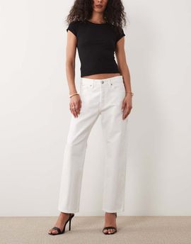 Good American Good American vintage mid waist straight leg jeans in white