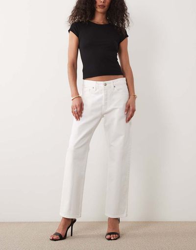 Good American Good American vintage mid waist straight leg jeans in white